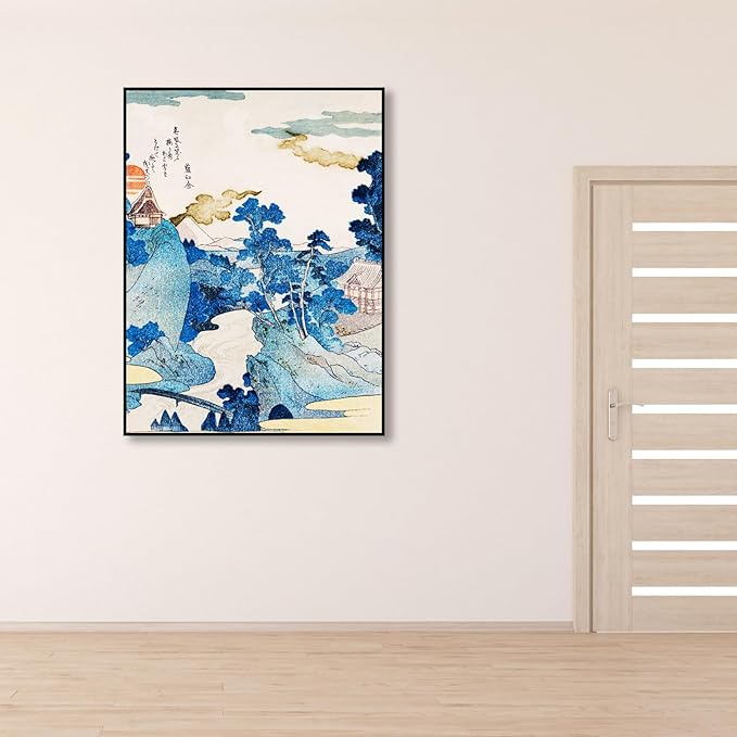 OKRA Utagawa Kuniyoshi Canvas Wall Art Mount Fuji Night View Poses Poster Japanese Ukiyo-E Woodcut Art Animal Nature Landscape Poster Japanese Classic Wall Decor Unframed 16×24in/40×60cm