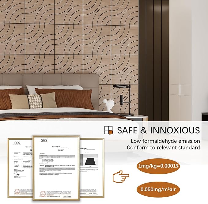 4 Packs Acoustic Wall Panels - Self-Adhesive 3D Wood Slat Wall Panel- Peel and Stick Sound Absorbing Panels for Noise Reducing - Feature Wall Decor for Home & Office