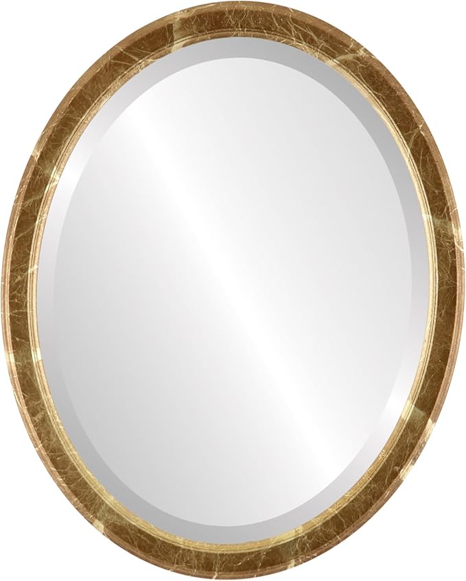OVALCREST Oval Beveled Wall Mirror for Home Decor - Toronto Style - Champagne Gold - 26" x 22"