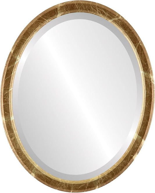 OVALCREST Oval Beveled Wall Mirror for Home Decor - Toronto Style - Champagne Gold - 26" x 22"