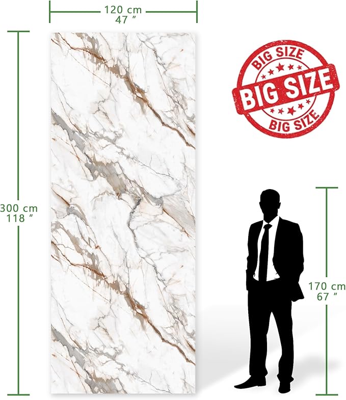 Marble Peel and Stick Waterproof Wall Paneling, 118" x 47" Calacatta Gold Glossy Finish Self-Adhesive Backsplash Tile Vinyl Wall Panel for Kitchen Bathroom Wall Decor, Covers 38.75 Sq. Ft.