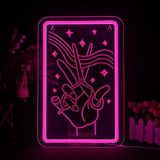 Lucunstar Scissors Neon Sign Pink LED Beauty Salon Hair Salon Decor Led Neon Business Lights for Barbers Studio Decoration for Beauty Shop(14.69 * 9.4in)