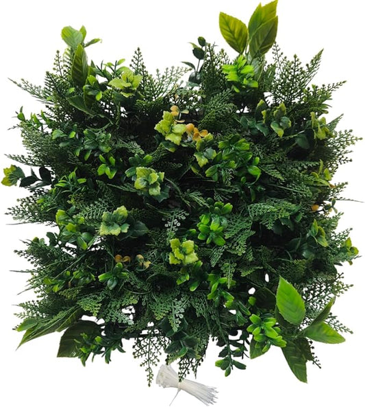 Artificial Greenery Wall Panels 10"x10", Faux Boxwood Privacy Fence Panels, UV Protected Grass Wall for Outdoor Decor, Balcony, Patio, Wedding Backdrop - Aeris, 12 Pack