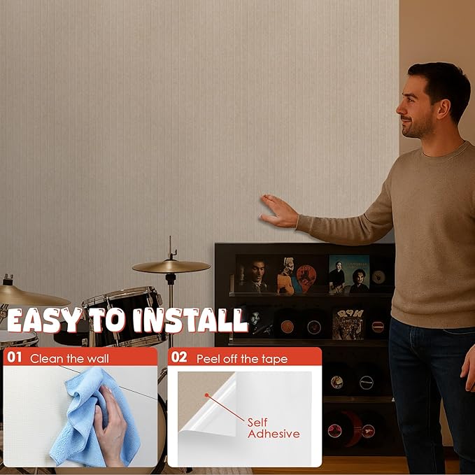 10 Pack Large Acoustic Panels,47.2" X 23.6" Acoustical Wall Panel,Self-Adhesive Sound Proof Panel for Office, Decorative Soundproof Wall Panels for Home Studio (Camel)