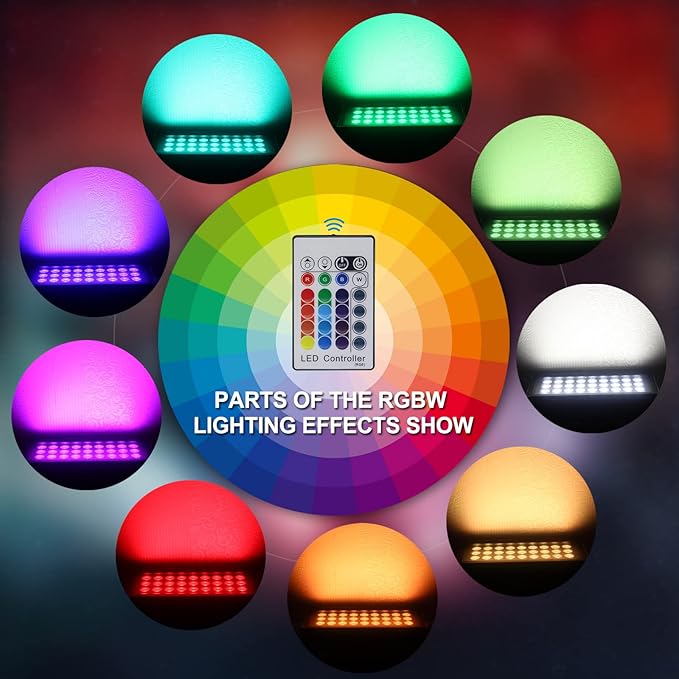 LED Wall Washer Lights RGBW 5000K Color Changing with RF Remote, Dimmable 144W Flood Lights for Church, Bridge, Hotel, Yard, Party, Wedding, Building Wall Decorations