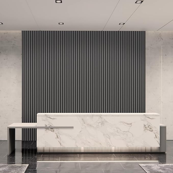 Art3d 8-Pack WPC Wood Slat Wall Panel for Interior Wall Décor, 3D Wood Fluted Acoustic Wall Paneling for Living Room Bedroom Home & Office Accent Wall Decor - 96 x 6 Inch Grey