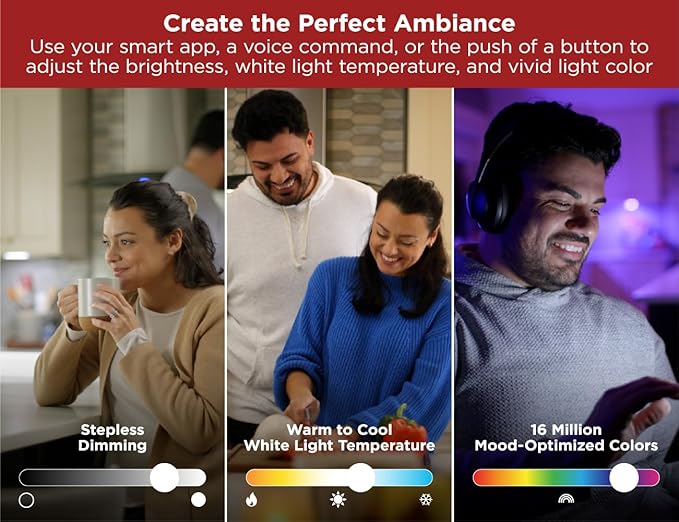 Black+Decker Professional Push Wire® Matter Certified Smart Under Cabinet Lighting Kit, Adjustable White and RGB LEDs, Works with Alexa, Apple Home, Google Home, (6) 12" Bars