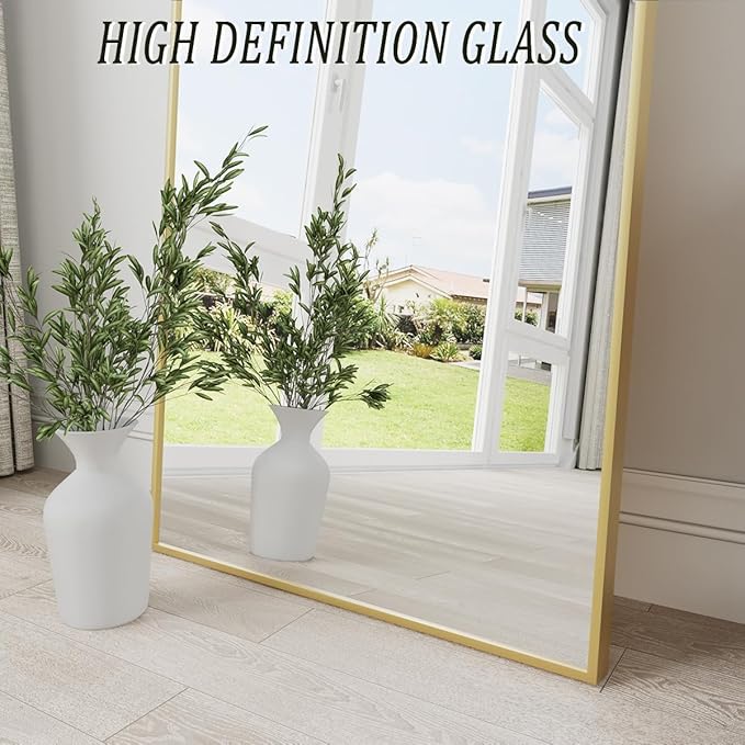 Arched Gold Full Length Mirror, 57"X20" Large Floor Mirrors, Full Body Mirror for Leaning or Hanging, Standing Mirrors for Bedroom, Living Room,Dressing Room, Aluminum Alloy Frame, Gold