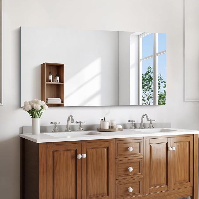 KOCUUY Frameless Mirror, 24x48 Inch Rectangle Bathroom Vanity Mirror for Over Sink, Upgraded Shatterproof Unframed Design for Bedroom, Living Room, Entryway