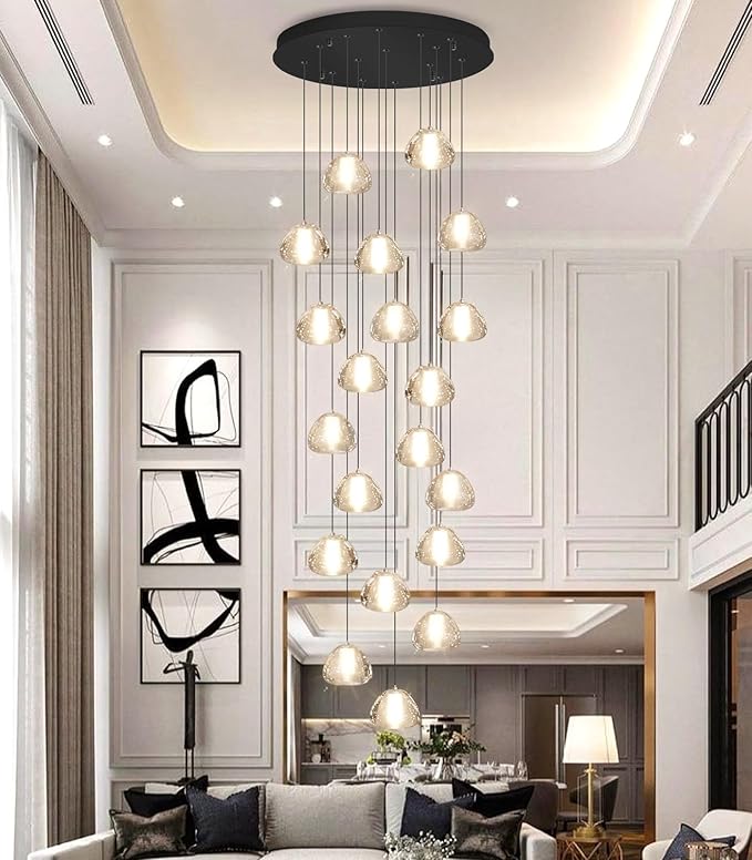 Modern Crystal Chandeliers LED Ceiling Lighting Foyer Large Ceiling Light for Staircase Living Room Hallway Entryway