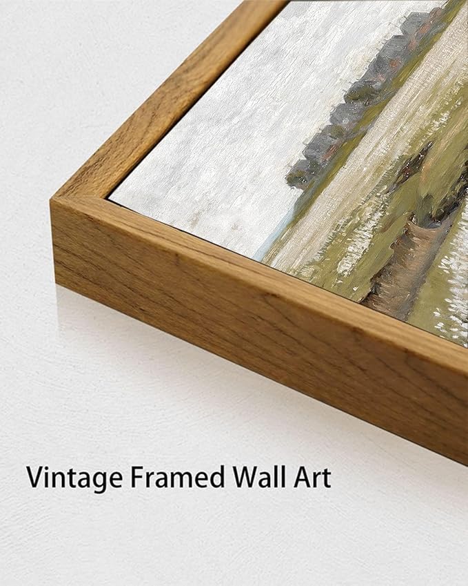 KISSFOX Vintage Landscape Canvas Wall Art Nature Wildflower Field Scenery Prints Country Painting Picture Decor Artwork Rustic Farmhouse Gallery Office Living Room Bedroom Bathroom