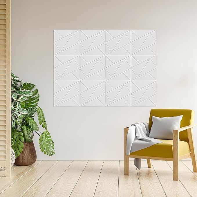 Art3dwallpanels 18 Pack Acoustic Panels 12" X 12" Soundproof Wall Panels Sound Dampening, 3D Self Adhesive Wall Decor Peel and Stick Absorbing Panels, White