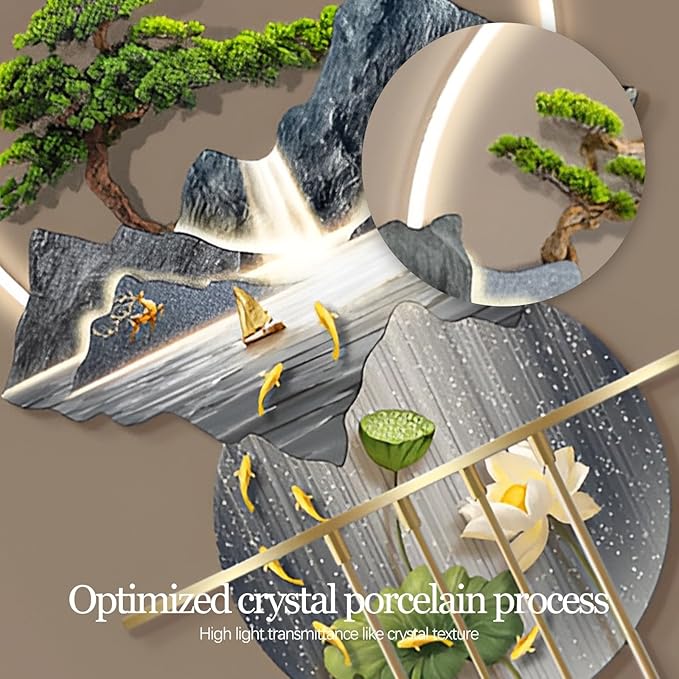 23.64x53.54IN 3D Wall Sculptures Hanging with Led Light Modern Art Deco Lighting Wall Art Decorations Lamp Wall Art Decor with Metal Ball Pendant for Friends(Blue 2)