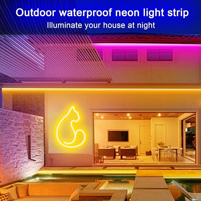 100Ft Led Rope Lights, Flexible Neon Lights Control with App/Remote, Multiple Modes, IP65 Outdoor RGB Waterproof, Music Sync Gaming Light Strip for Bedroom Décor