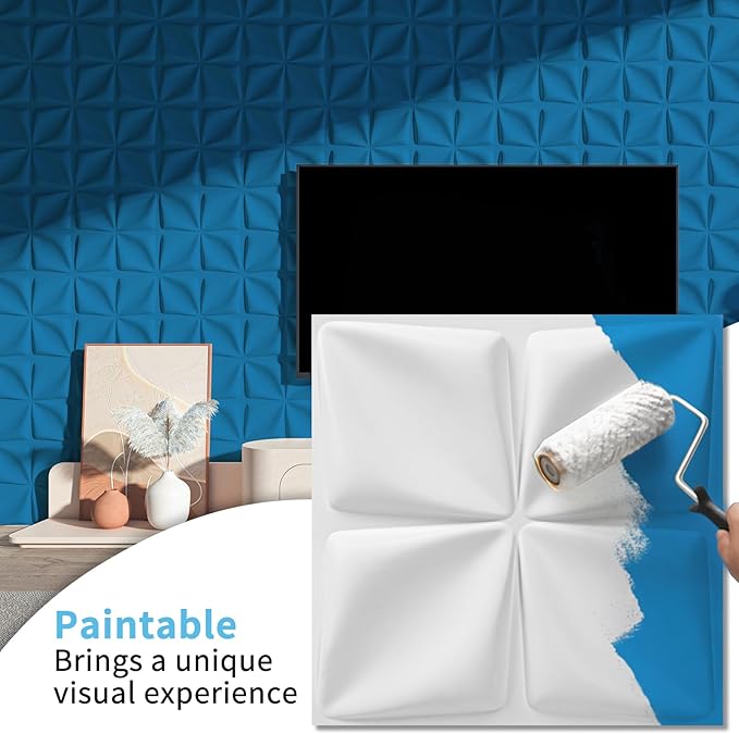 Art3d 100 Pack Decorative 3D Wall Panels, 97 Sq.Feet PVC Interior Wall Décor, 11.8"x11.8", White