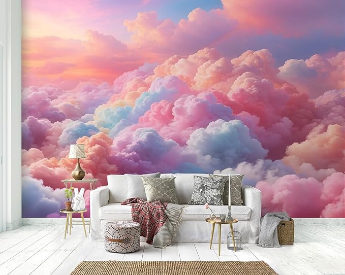 -Colorful Cloud Nursery Wallpaper XT23 S 100" x 65"