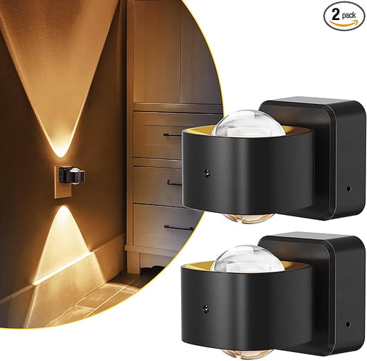 L LOHAS LED Night Light Projector, Night Lights Plug into Wall, Dusk to Dawn Sensor, 180°Rotating Nightlight for Kids, 0-150LM Dimmable Soft White Ambient Lighting for Bathroom, Decor, Gifts, 2 Pack