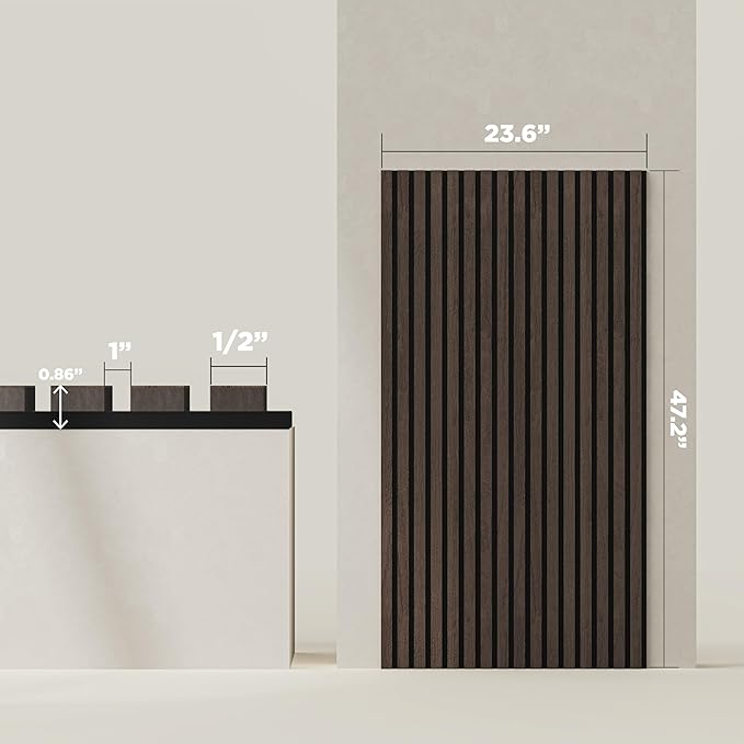 2-Pack Wood Panels for Wall - Acoustic Wood Slat Wall Panels, Soundproof Wooden Paneling for Interior Decor