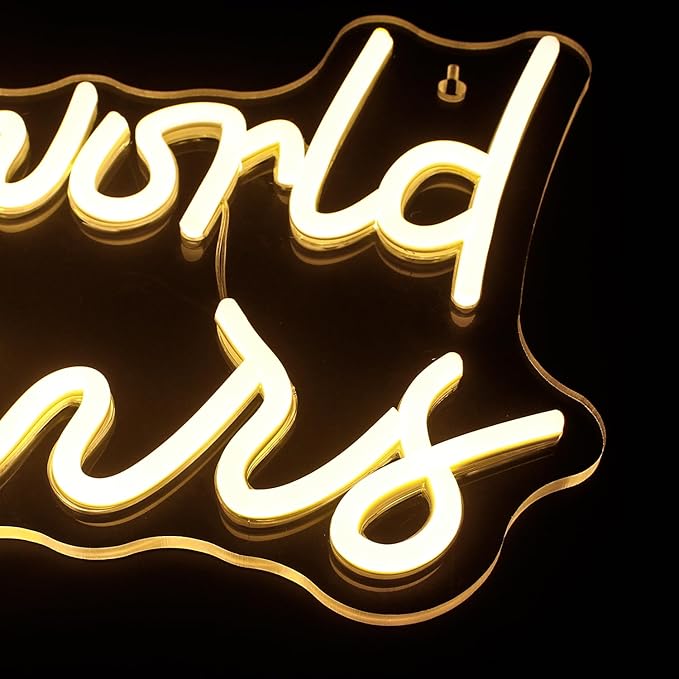 Lucunstar The World Is Yours Neon Signs Valentine Neon Sign Warm White Led Neon Light for Wall Decor Light Up Sign for Wedding USB Powered Led Neon Signs for Bedroom Decor Valentines Day Decor