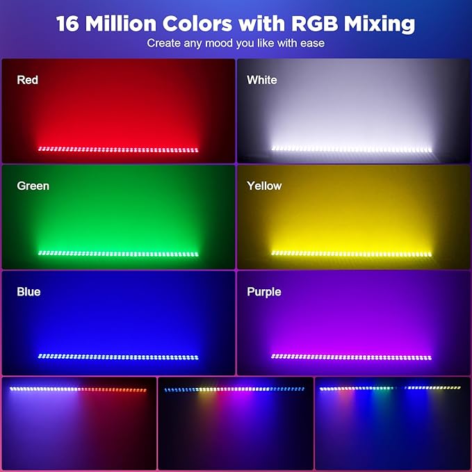 LED Stage Wash Light Bar, 80X2W RGB LED Wall Washer Light, DJ Stage Lights Bar with DMX/Auto/Sound Control Uplights for Events Wedding Disco Party Outdoor Indoor - 4Packs