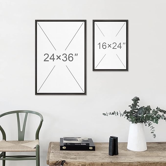 MUDECOR Framed Canvas Print Wall Art Wildflower Floral Botanical Prints Minimalist Wall Art Modern Farmhouse for Bedroom - 16"x24"x3 Black