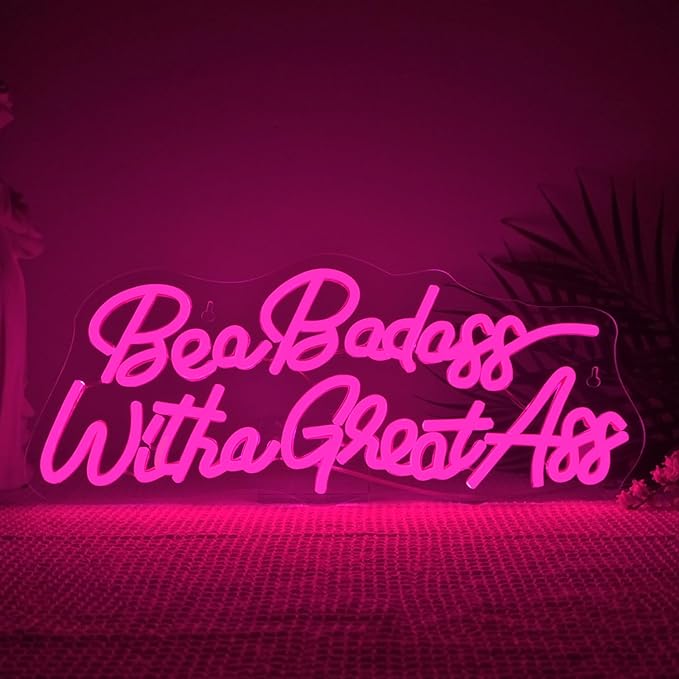 Lucunstar Be a Badass with a Goodass Neon Sign Pink Powered Led Light USB Connectivity Led Neon Light with Dimming Switch for Home Wall Decor Girls Room Decor Party Room Decor