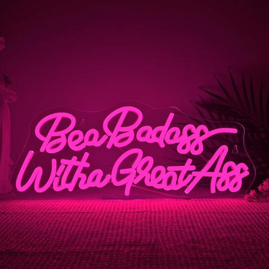 Lucunstar Be a Badass with a Goodass Neon Sign Pink Powered Led Light USB Connectivity Led Neon Light with Dimming Switch for Home Wall Decor Girls Room Decor Party Room Decor