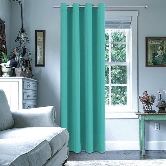 ChrisDowa Blackout Curtains 90 Inches Long for Living Room, Grommet Thermal Insulated Room Darkening Curtains for Bedroom (1 Panel Set, Teal, 52W x 90L)