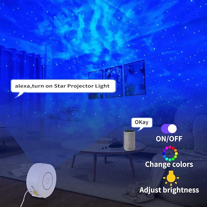 CHIGIH Smart Galaxy Star Projector,LED Starry Sky Night Light ,Nebula Ceiling Night Light App & Voice Controlled for Gaming Room,Bedroom,Home Theater,Camp Tent