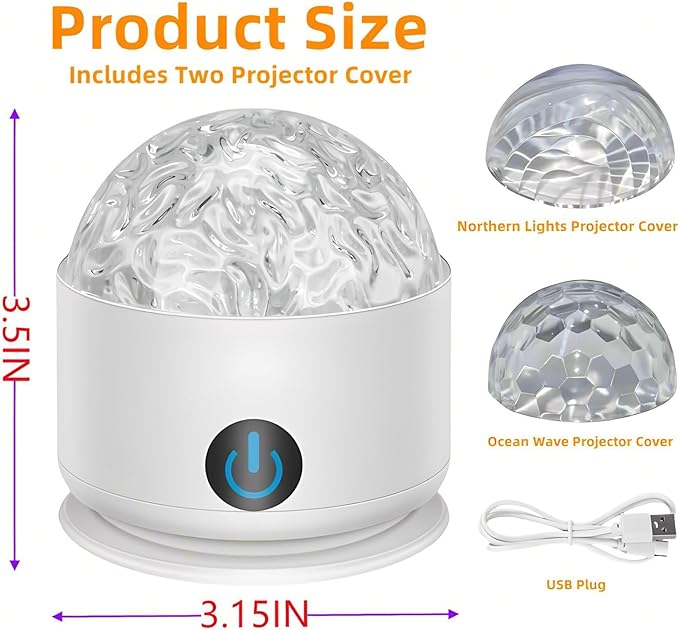 2 in 1 Galaxy Light,16 Color Northern Lights Projector,Ocean Wave Projector Sunset Lamp with Remote Control,USB Recharge Aurora Night Light Projector for Bedroom Home Decor Kids Girl Gift(Aurora&Wave)