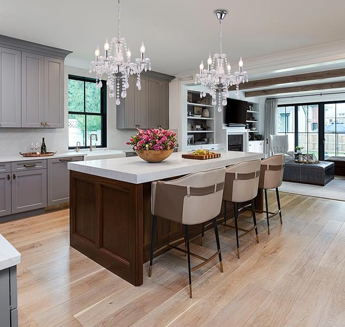 MALOSA Clear Crystal Chandeliers,Vintage Small Chandelier,Glass Mini Chandelier for Bedroom,Living Room,Dining Room,Closet,Wedding Decoration