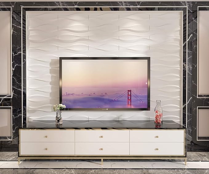 Art3d 19.7" x 19.7" (Pack Of 12) Wall Panel Wave, White