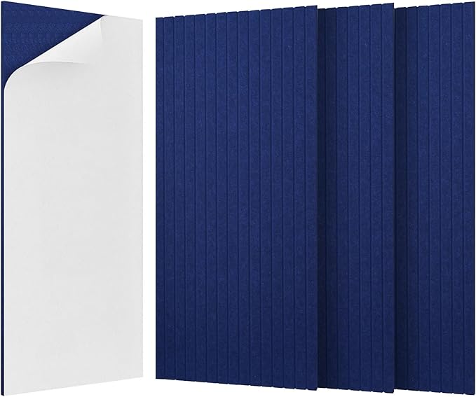 BUBOS 5 Pack Large Acoustic Panels,47.2" X 23.6" Acoustical Wall Panel,Self-Adhesive Sound Proof Panel for Office, Decorative Soundproof Wall Panels for Home Studio (Dark Blue 2)