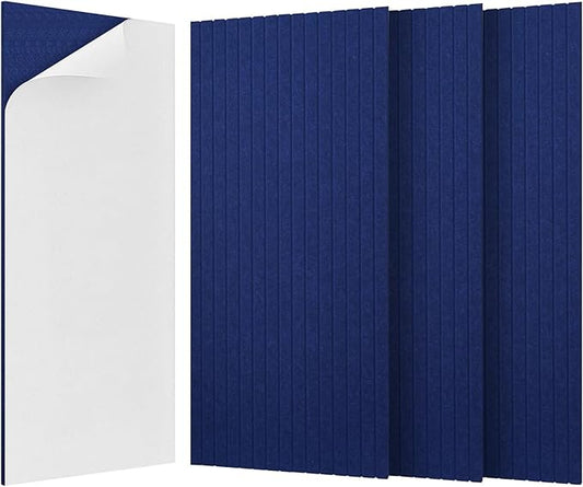 BUBOS 5 Pack Large Acoustic Panels,47.2" X 23.6" Acoustical Wall Panel,Self-Adhesive Sound Proof Panel for Office, Decorative Soundproof Wall Panels for Home Studio (Dark Blue 2)