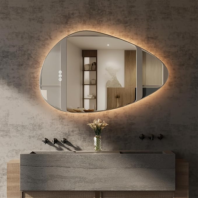 Led Mirror for Bathroom, 30"x 48" Bathroom Vanity Mirror with Lights, Human Body Sensing, Anti-Fog, 3 Colors and Dimmable, Backlit Light Up Bathroom Mirror Wall Mounted.