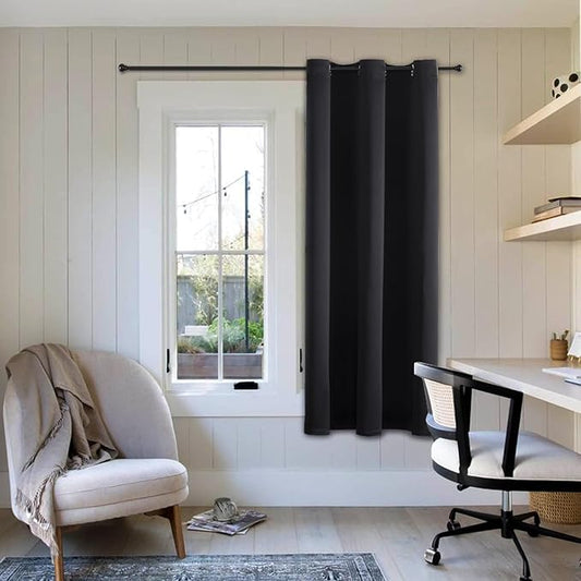 ChrisDowa Grommet Blackout Curtains for Bedroom - Thermal Insulated Room Darkening Curtains for Living Room (1 Panel Set, Black,42W x 63L)