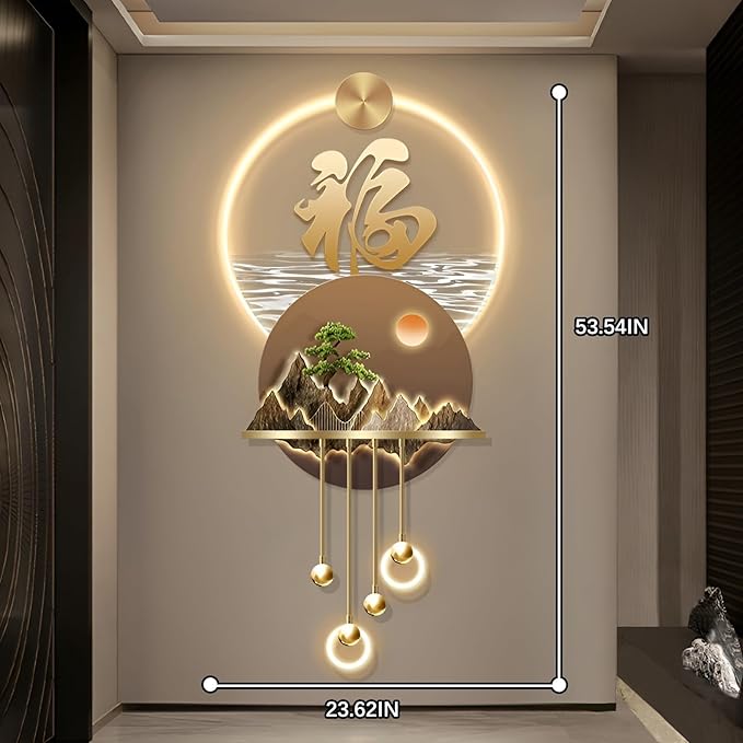 Bonsai 3D LED Wall Art Light Wall Sculpture Painting Decoration Art Modern Wall Hanging Painting for Living Room Entrance Corridor Decorative Wall Mounted Lamp(Stylle L)