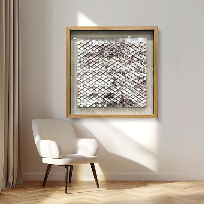 LIUZEYUE - Art Gallery - Handmade Original Wall Artworks - Solid Wood Frame, Metal Wall Decoration Painting 59"x59"