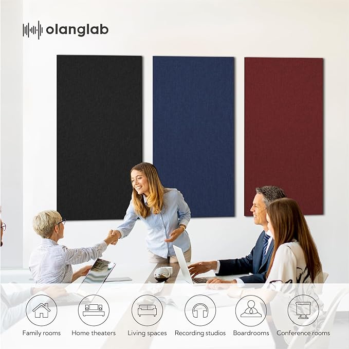 Olanglab Acoustic Panels 2 Pack, 48''x24'' Large Sound Panels, Fabric Wrapped Sound Proof Foam Panels for Walls, Sound Absorbing Panels for Recording Studio Acoustical Treatments (Burgundy)