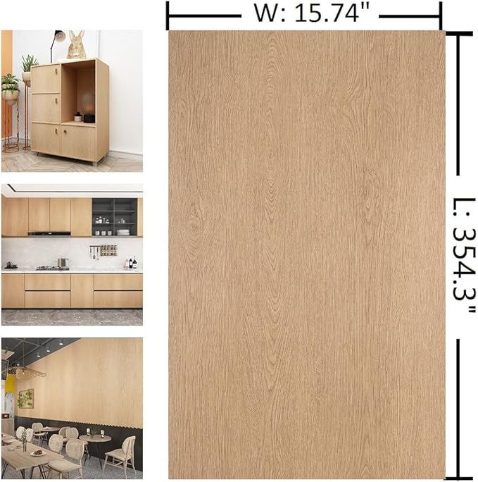 15.74“x354” Extra Thick Natural Wood Textured Wallpaper Stick and Peel Brown Wood Contact Paper for Countertops Waterproof Self Stick Wood Vinyl Wall Paper Roll for Kitchen Bedroom Bathroom
