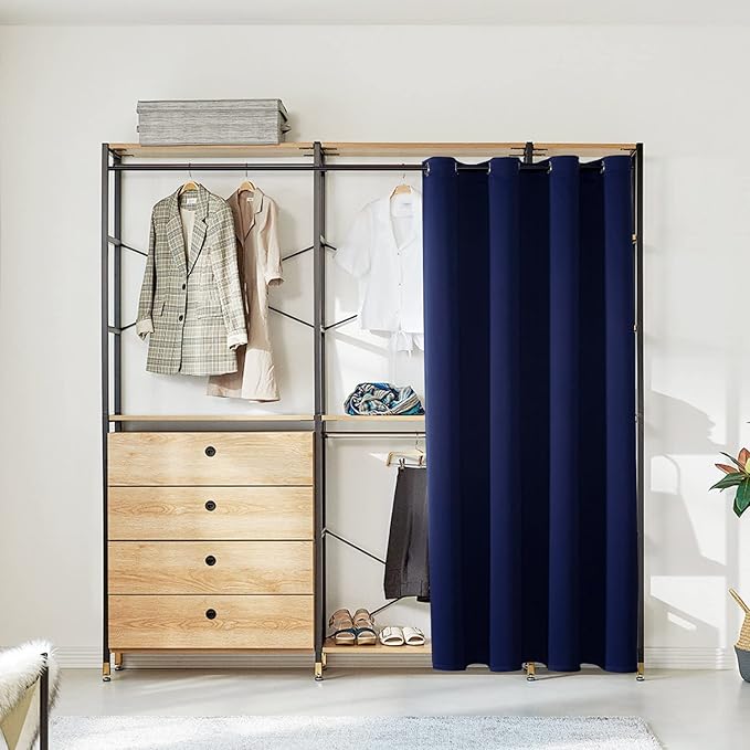 ChrisDowa Blackout Door Curtains for Doorway Privacy, Grommet Closet Curtains for Bedroom Closet Door, Thermal Insulated Doorway Cover Room Divider Drapes (1 Panel, Navy Blue, 34 x 80 Inch)