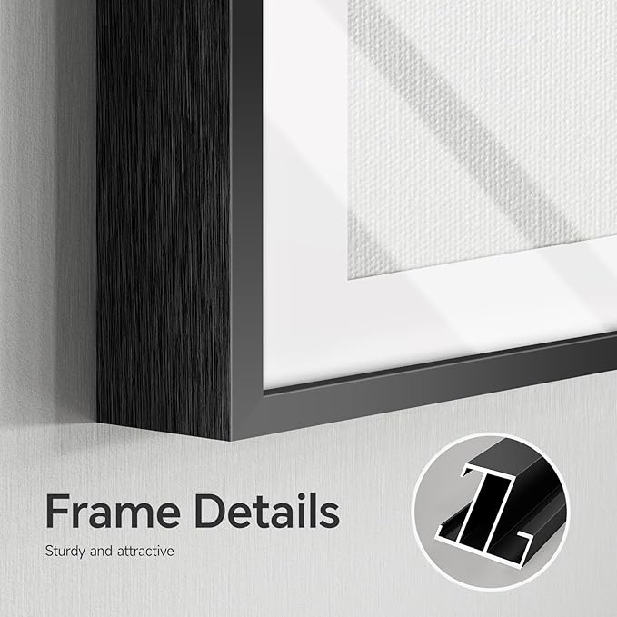 4 Piece Framed Abstract Wall Art Set, Large Modern Canvas Picture Artwork, Minimalist Contemporary Line Black and White Gray Painting Prints for Living Room, Hallway, Bedroom and Office