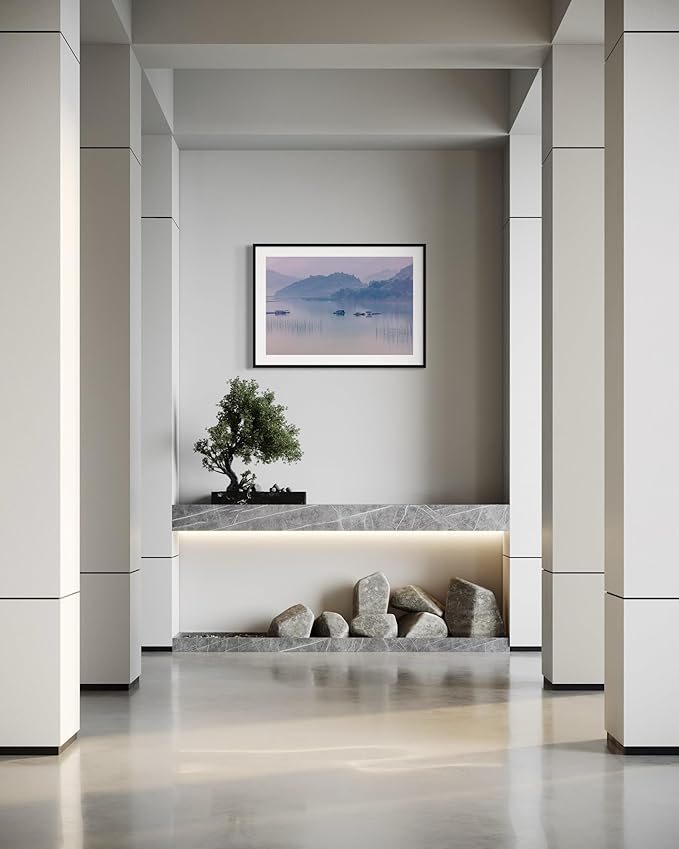 Oriental Beauty: Stunning Feng Shui Landscape Wall Art Prints for Home Decor in 3 Sizes (Misty Reflections: Serenity on a Mountain Lake, 20" x 30")