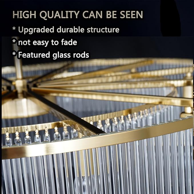 Modern Glass Chandelier Lighting Brass Chandeliers for High Ceiling Entryway Foyer Large Glass Hanging Light Fixture Grand Living Room Hall 39"