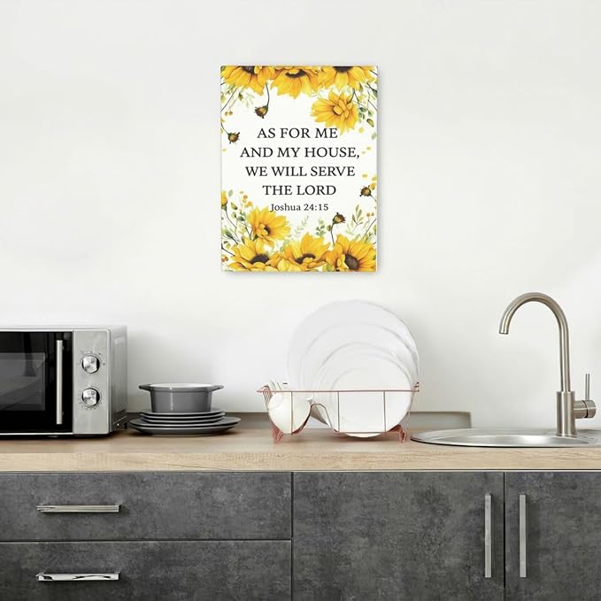 Christian Sunflower Scripture Canvas Wall Art Motivational Flowers Bible Verse Wall Decor Picture Inspirational Bible Quotes Artwork God Psalm Religious Faith Art Painting Print Decoration for Living Room Bedroom Church Framed Gifts 12”X16”