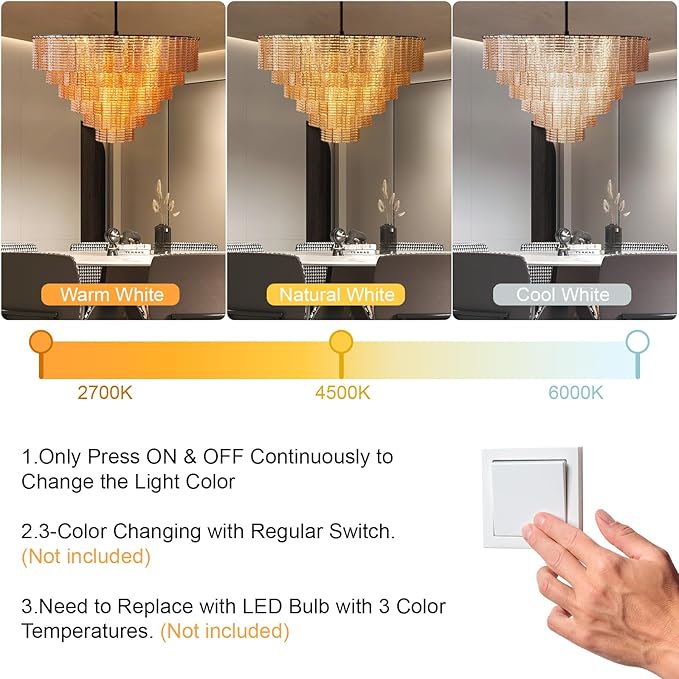 41" Large Chandelier, 18-Light Black Round Chandelier for Dining Room, Amber Crystal Glass Hanging Light Fixture, Pendant Light Perfect for Dining Room, Entryway, Foyer, Bedroom & Kitchen