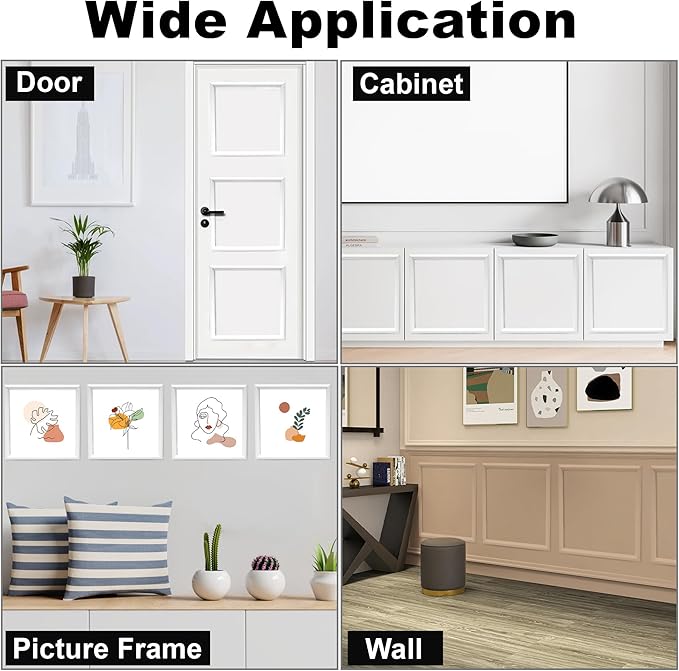 4 Sets Pre-Cut Wainscoting Panels 16”x16” Picture Frame Molding Peel and Stick Wall Molding kit Self Adhesive Molding Trim for Walls (40x40cm)