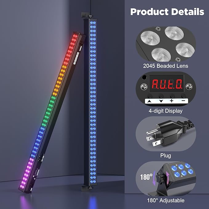 LED Stage Wash Light Bar, 80X2W RGB LED Wall Washer Light, DJ Stage Lights Bar with DMX/Auto/Sound Control Uplights for Events Wedding Disco Party Outdoor Indoor - 10Packs