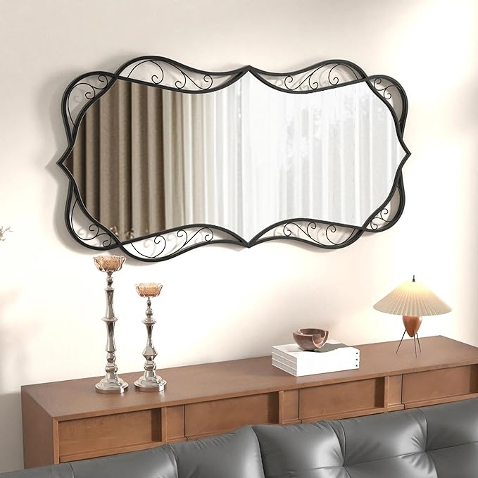Bathroom Black Wall Mirror: 30"x60" Modern Large Mirror for Wall - Vertical or Horizontal Hanging - Home Decor for Living Room/Entryway/Fireplace/Hallway