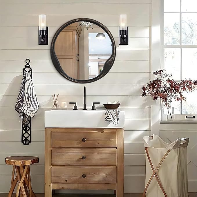 AOAOPQ Circle Mirror Round Mirror Wash Black Frame Wall Mounted Mirrors for Entryway Bedroom Round Mirrors for Wall Decor 20 Inch